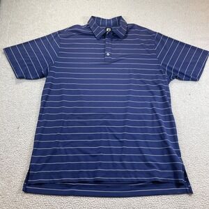 Footjoy Polo Shirt Mens Xl Blue/white‎ Striped Stretch Performance